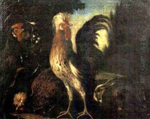 Gallo, Galline E Un Coniglio En Plein Air Gallo, Galline E Un Coniglio En Plein Air