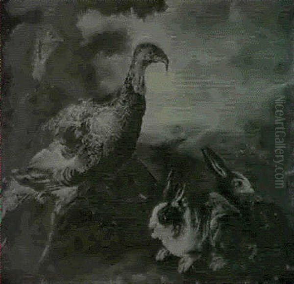 Deux Dindons Et Deux Lapins - view 1