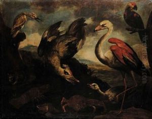 Uccelli Entro Paesaggio by Giovanni (Crivellino) Crivelli