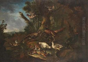 A Wooded Landscape With French Partridges, Jays, Pheasants And Woodcocks by Giovanni (Crivellino) Crivelli