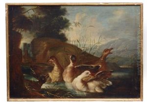 Poultry In A Landscape (+ Another, Similar; Pair) by Giovanni (Crivellino) Crivelli