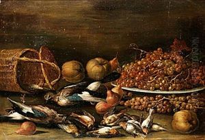 Stilleben Med Frukter Och Doda Faglar by Giovanni (Crivellino) Crivelli