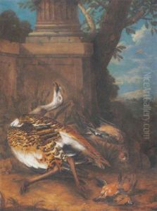 Dead Birds By A Plinth In A Clearing