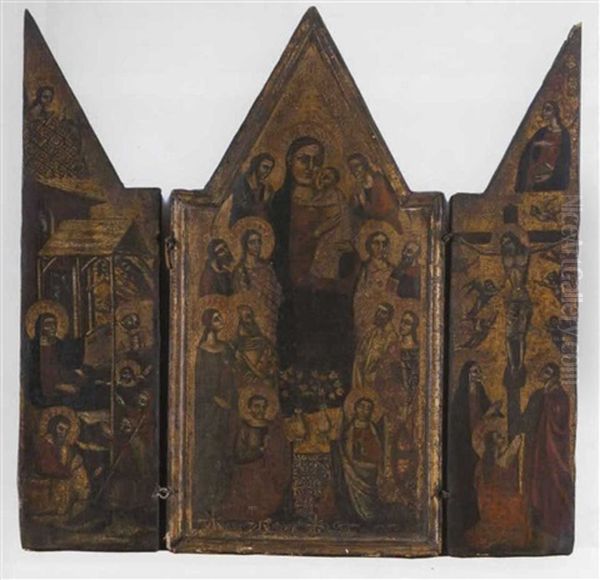 The Madonna And Child With Saints (+ 2 Others, Smaller; Triptych) - view 1