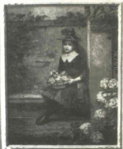 Young Girl With A Basket Of Flowers by John Denison Crocker