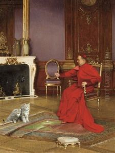 The Cardinal And His Kittens by Georges Croegaert
