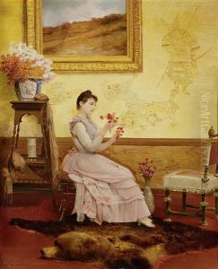 Interieur Mit Einer Dame Und Blumen Interieur Mit Einer Dame Und Blumen