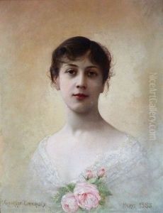 Portrait De Jeune Fille Aux Roses