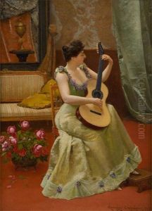 Joueuse De Guitare by Georges Croegaert