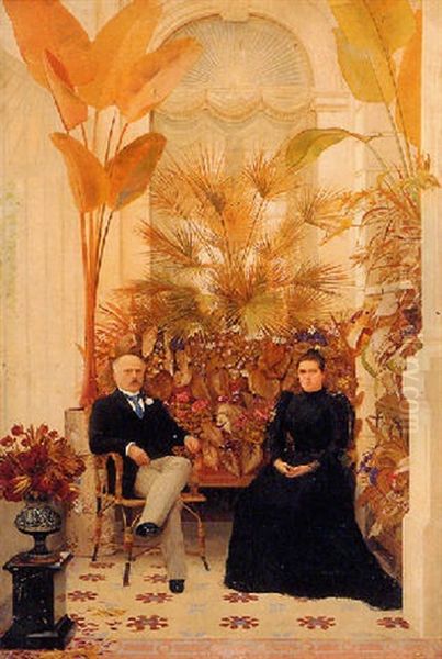 Couple In A Conservatory Interior - view 1