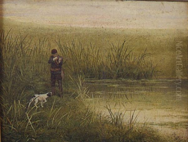 Landscape With A Hunter And His Dog Beside A Pond - view 1