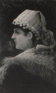 Young Woman In Oriental Costume by Georges Croegaert