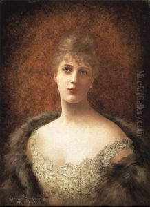 Portrait Of A Lady In Lace Dress by Georges Croegaert