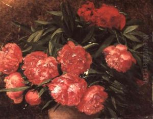 Roter Pfingstrosenstrauss by Georges Croegaert