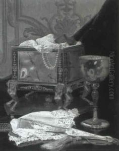 A Still Life Of A Goblet, A Jewellery Casket And A Fan