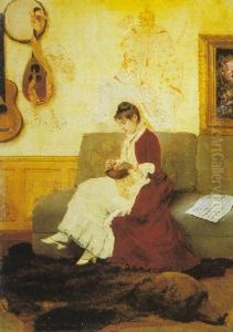 An Elegant Lady Playing A Mandolin