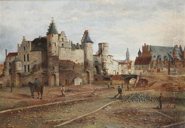 La Reconstruction Du Chateau-fort Steen A Anvers - view 1
