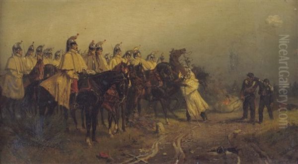 Soldiers On Horseback, With The Walking Wounded Nearby - view 1