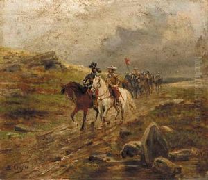 Oliver Cromwell Leading The Cavalry by Ernest Crofts