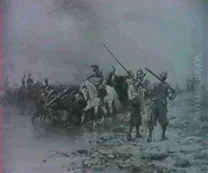 Roundheads Crossing A Stream