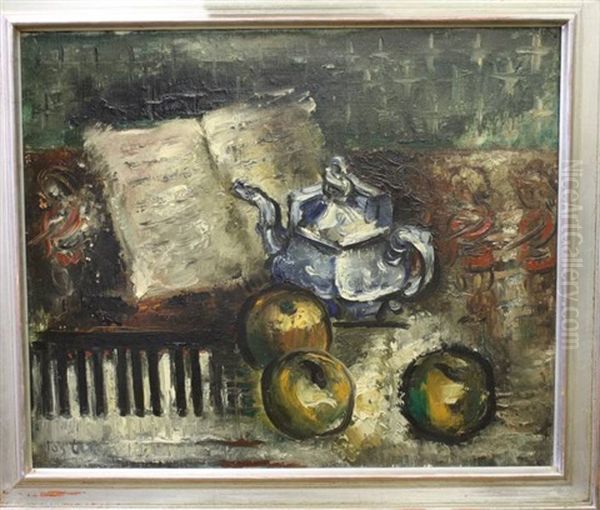 Stilleven Met Klavier, Blauw Potje En Appels - view 1