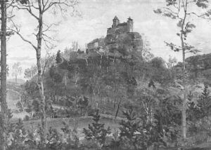 Blick Auf Burg Berwartstein In Der Sudpfalz by August Croissant