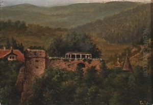 View Of The Geiersburg In The Erzgebirge by Georg Heinrich Crola