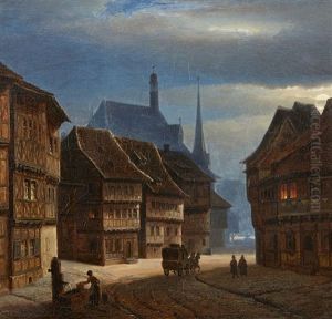 Wernigerode Marketplace By Night by Georg Heinrich Crola