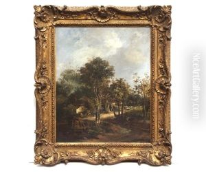 Figures In A Wooded Landscape With Cottage by John Crome the Elder