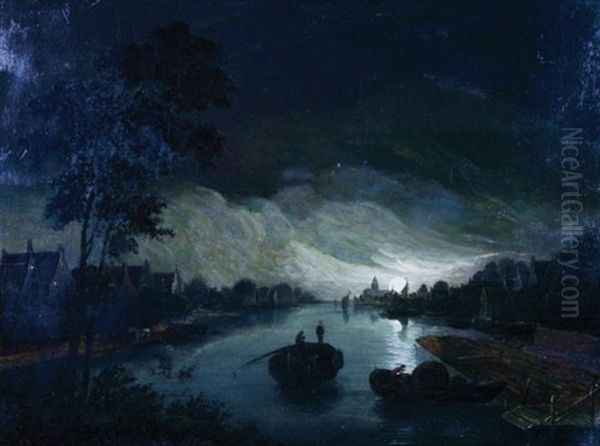 River Scene By Moonlight - view 1