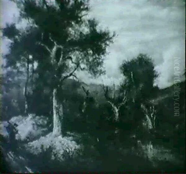 'pond'/figures And Cow In A Landscape - view 1