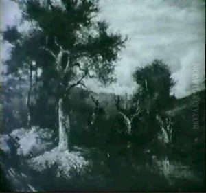 'pond'/figures And Cow In A Landscape