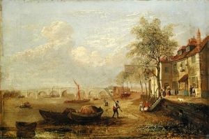 Chiswick Bridge And The Bell And Crown Inn by John Berney Crome
