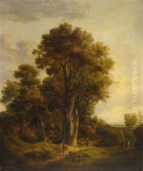 Figures On A Path Near A Country Home - view 1