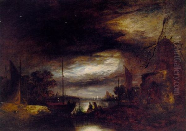The Broads By Moonlight, St. Benet's Abbey And Norwich Beyond - view 1