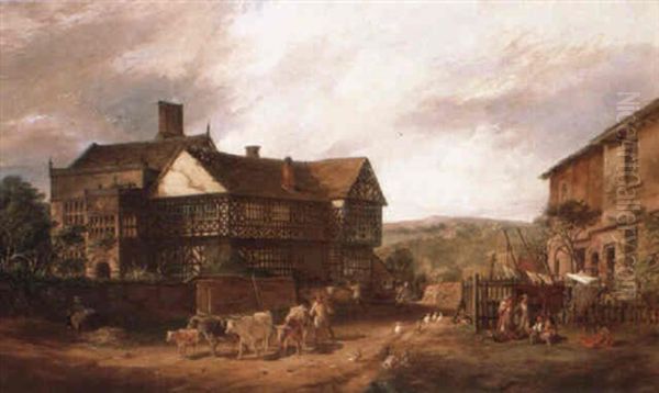 English Village With Figures And Animals - view 1