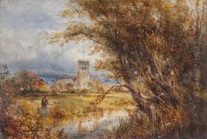 Fisherman In Country Setting by William Henry Crome