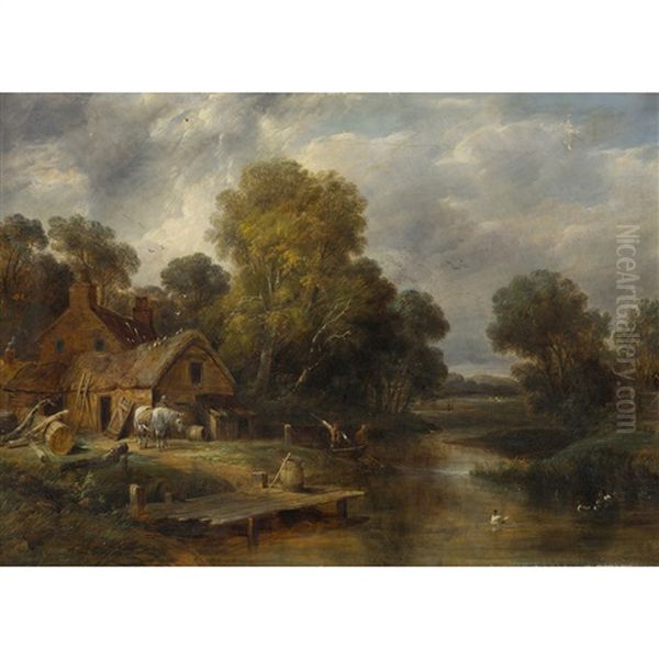 A Wooded River Landscape With Punt - view 1