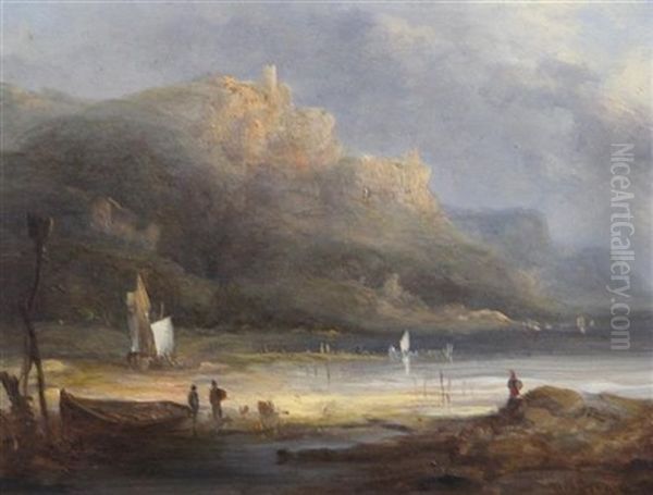 Beach Scene Looking Towards Cliff Top Towers - view 1