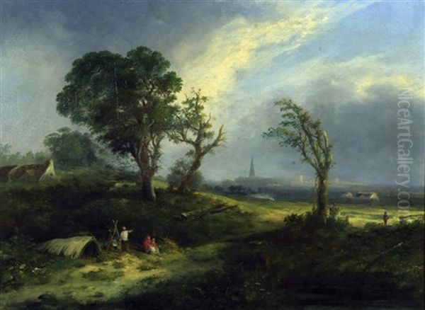 Landscape With Gypsy Encampment And Distant View Of Norwich - view 1
