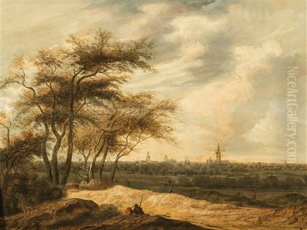 Panoramic Landscape With A View Of A Dutch City - view 1