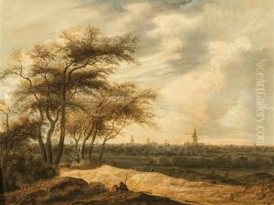 Panoramic Landscape With A View Of A Dutch City by Anthony Jansz van der Croos