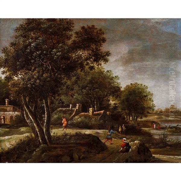 Landschaft Mit Baumen Und Bauernhausern - view 1