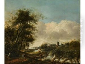 Flusslandschaft Mit Fischern Im Kahn by Anthony Jansz van der Croos