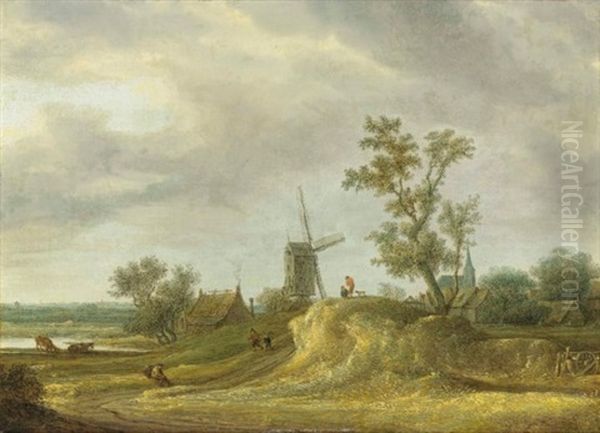 A River Landscape With Figures On A Path By A Village - view 1