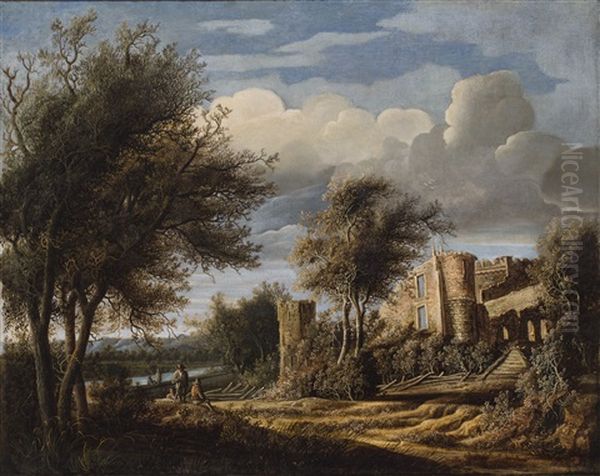 The Ruins Of Egmond Castle In A Wooded Landscape - view 1