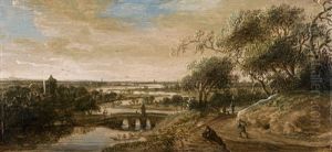 Paysage Anime Au Pont by Anthony Jansz van der Croos