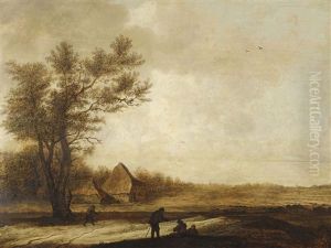 Weite Landschaft Mit Bauernhaus Und Rastenden Bauern by Anthony Jansz van der Croos