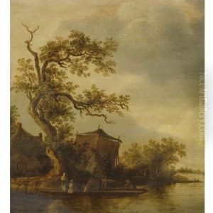 Fishermen Along A Lake With Their Cattle Fishermen Along A Lake With Their Cattle