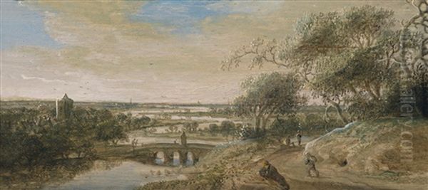 Weite Flusslandschaft Mit Wanderern - view 1